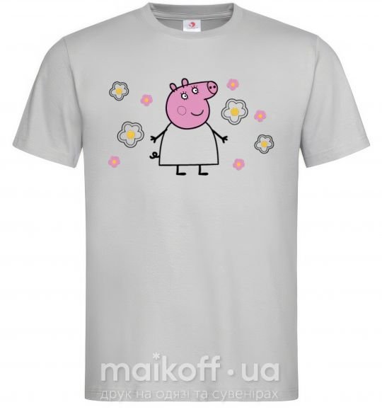 Чоловіча футболка Мама Свинка в цветах Сірий фото