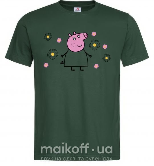 Чоловіча футболка Мама Свинка в цветах Темно-зелений фото