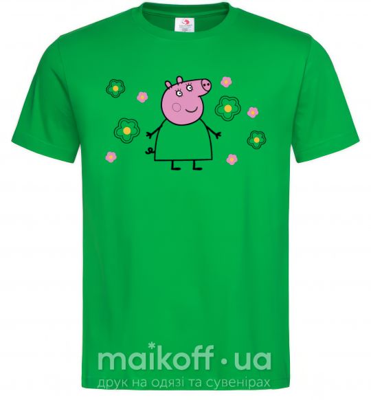 Чоловіча футболка Мама Свинка в цветах Зелений фото