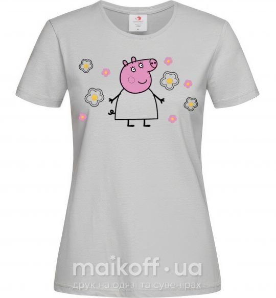 Жіноча футболка Мама Свинка в цветах Сірий фото