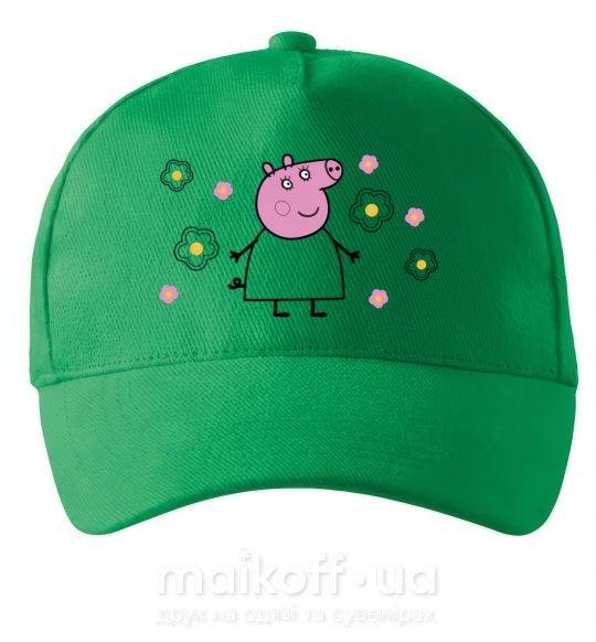 Кепка Мама Свинка в цветах Зеленый фото