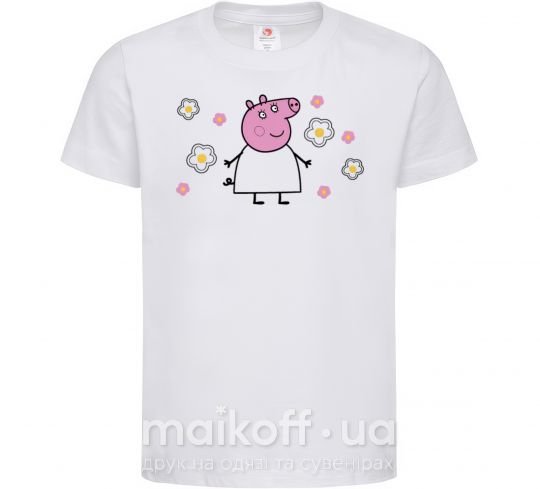 Детская футболка Мама Свинка в цветах Белый фото