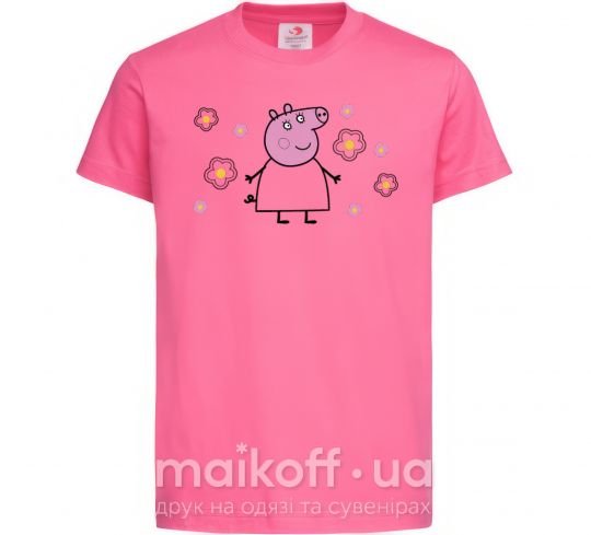 Детская футболка Мама Свинка в цветах Ярко-розовый фото