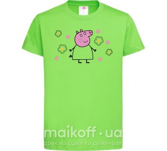 Дитяча футболка Мама Свинка в цветах Лаймовий фото