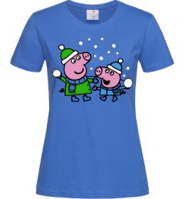 Жіноча футболка Пеппа і Джордж грають в сніжки Жіноча футболка Пеппа і Джордж грають в сніжки