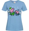 Женская футболка Пеппа і Джордж грають в сніжки Голубой Женская футболка Пеппа і Джордж грають в сніжки Голубой фото