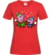 Женская футболка Пеппа і Джордж грають в сніжки Красный Женская футболка Пеппа і Джордж грають в сніжки Красный фото