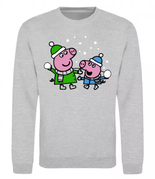 Свитшот Пеппа і Джордж грають в сніжки Серый меланж фото