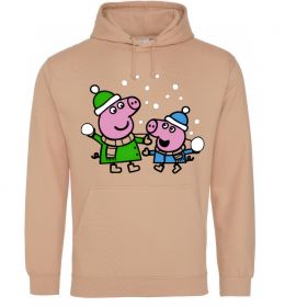 Чоловіча толстовка (худі) Пеппа і Джордж грають в сніжки