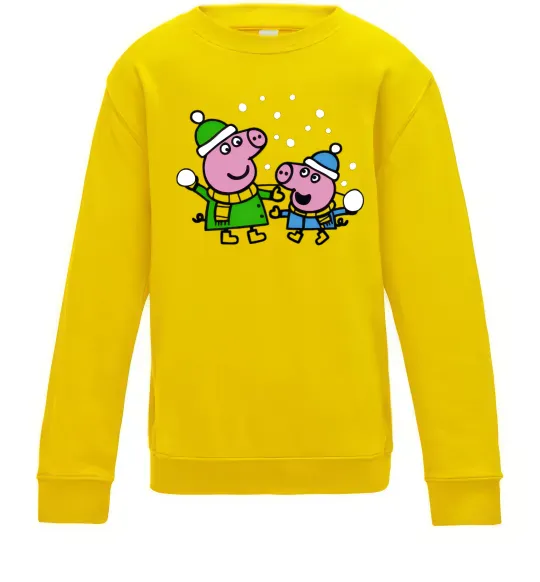 Детский Свитшот Пеппа і Джордж грають в сніжки Солнечно желтый фото