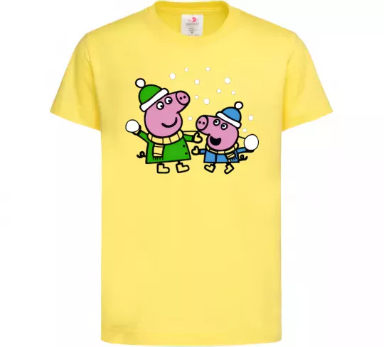 Детская футболка Пеппа і Джордж грають в сніжки Лимонный фото