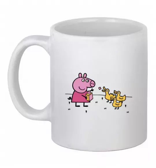Чашка керамическая Пеппа кормить качечок Белый фото