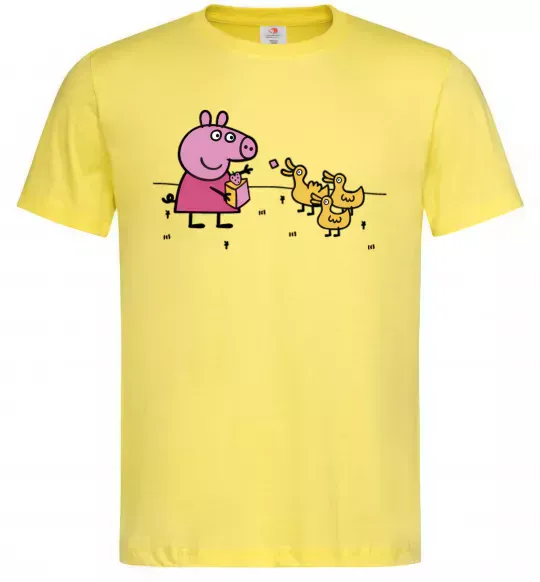 Мужская футболка Пеппа кормить качечок Лимонный фото