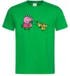 Мужская футболка Пеппа кормить качечок Зеленый фото
