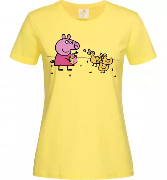 Женская футболка Пеппа кормить качечок Лимонный фото