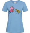Женская футболка Пеппа кормить качечок Голубой фото
