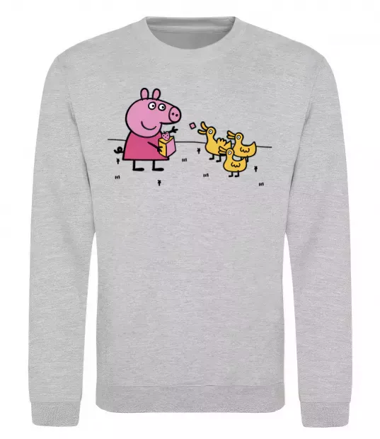 Свитшот Пеппа кормить качечок Серый меланж фото