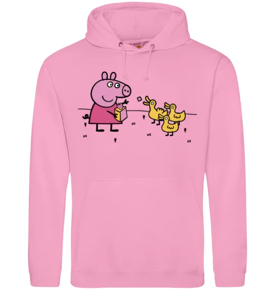 Мужская толстовка (худи) Пеппа кормить качечок Розовый фото
