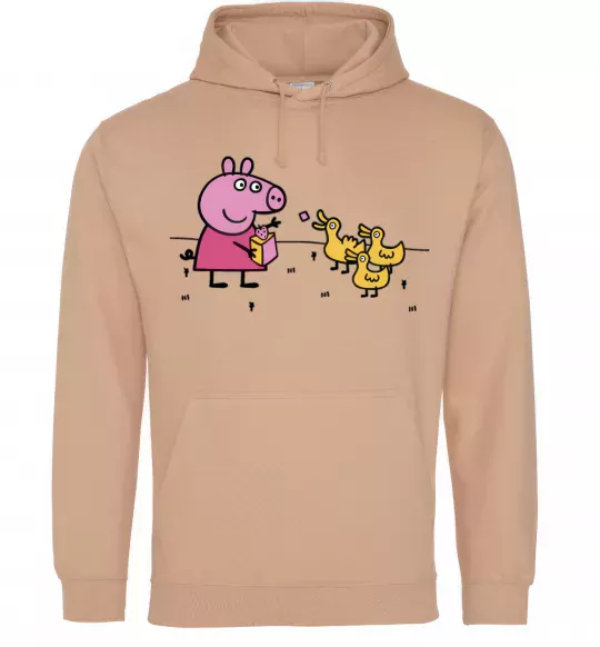 Чоловіча толстовка (худі) Пеппа кормить качечок Пісочний фото