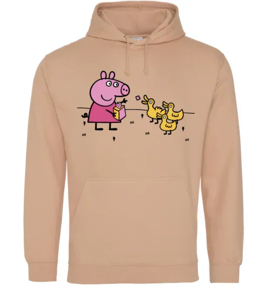 Женская толстовка (худи) Пеппа кормить качечок Песочный фото