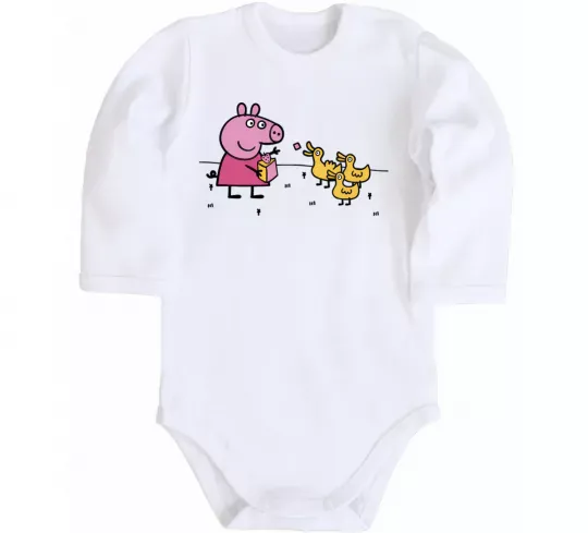 Детский боди Пеппа кормить качечок Белый фото