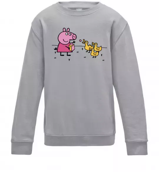 Детский Свитшот Пеппа кормить качечок Серый меланж фото