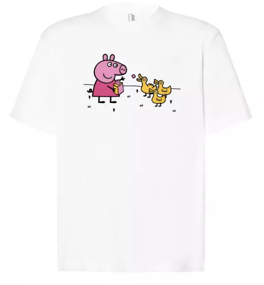Футболка Оверсайз Пеппа кормить качечок Белый фото