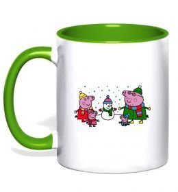 Чашка с цветной ручкой Сім'я зліпила сніговика Чашка с цветной ручкой Сім'я зліпила сніговика