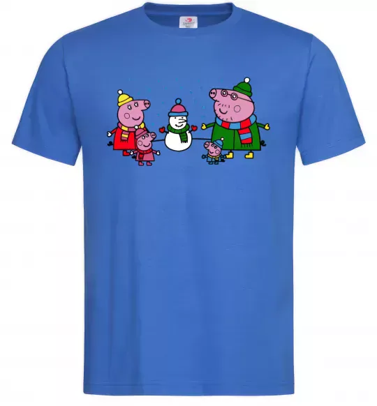 Мужская футболка Сім'я зліпила сніговика Ярко-синий фото