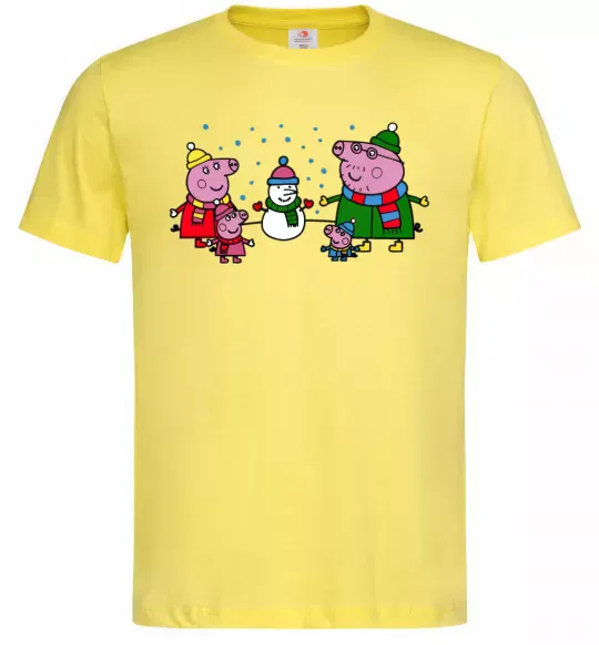 Мужская футболка Сім'я зліпила сніговика Лимонный фото