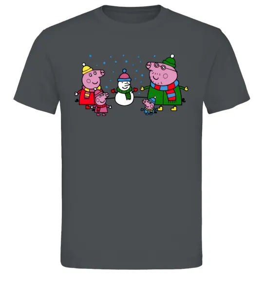 Мужская футболка Сім'я зліпила сніговика Графит фото