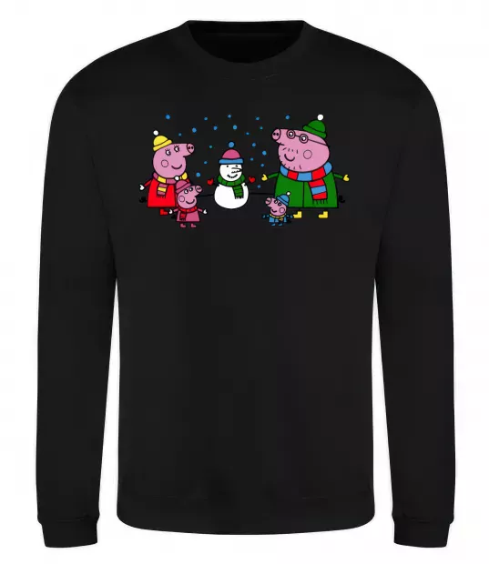 Свитшот Сім'я зліпила сніговика Черный фото