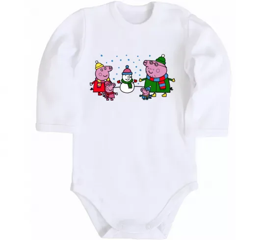 Детский боди Сім'я зліпила сніговика Белый фото