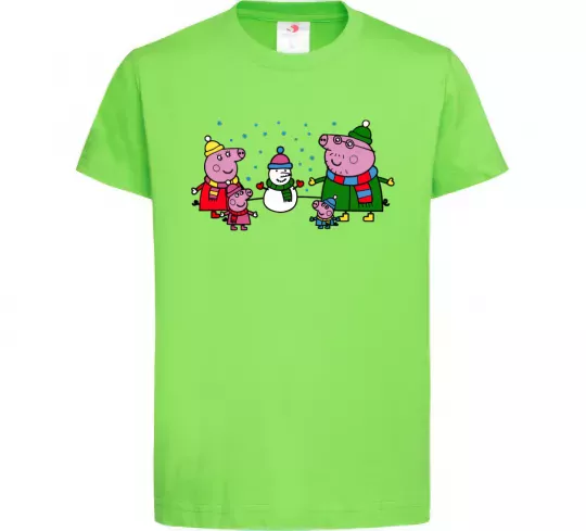 Детская футболка Сім'я зліпила сніговика Лаймовый фото