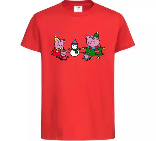 Детская футболка Сім'я зліпила сніговика Красный фото