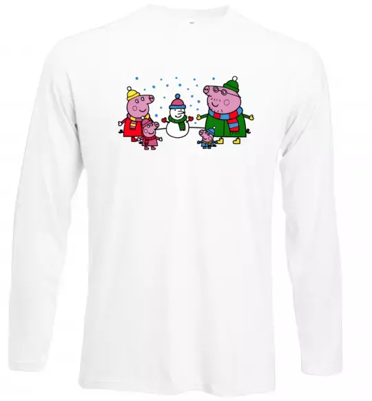 Лонгслив Сім'я зліпила сніговика Белый фото