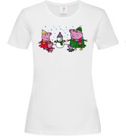 Жіноча футболка Сім'я зліпила сніговика