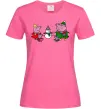 Жіноча футболка Сім'я зліпила сніговика Яскраво-рожевий фото