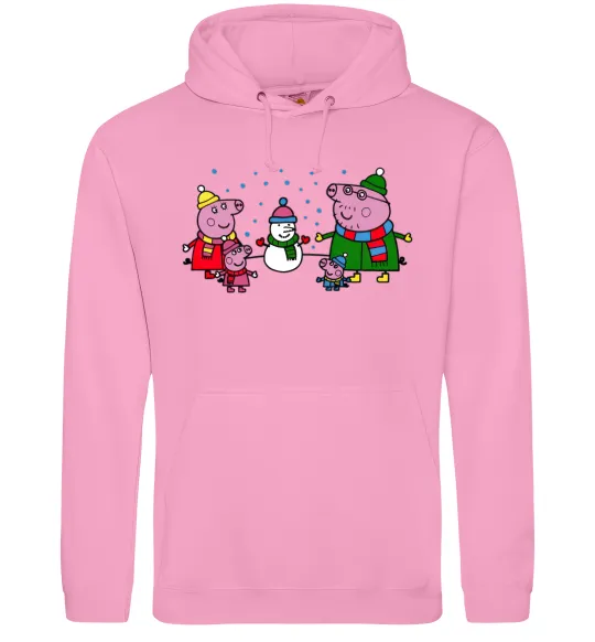 Чоловіча толстовка (худі) Сім'я зліпила сніговика Рожевий фото