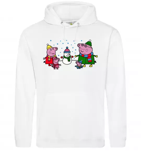 Женская толстовка (худи) Сім'я зліпила сніговика Белый фото