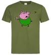 Мужская футболка Папа Свин і тортик Оливковый фото