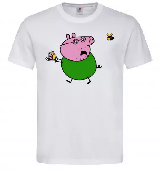 Мужская футболка Папа Свин і тортик Белый фото