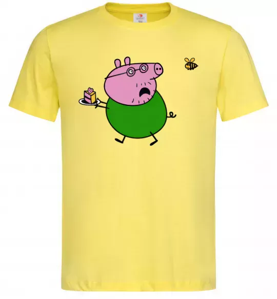 Мужская футболка Папа Свин і тортик Лимонный фото