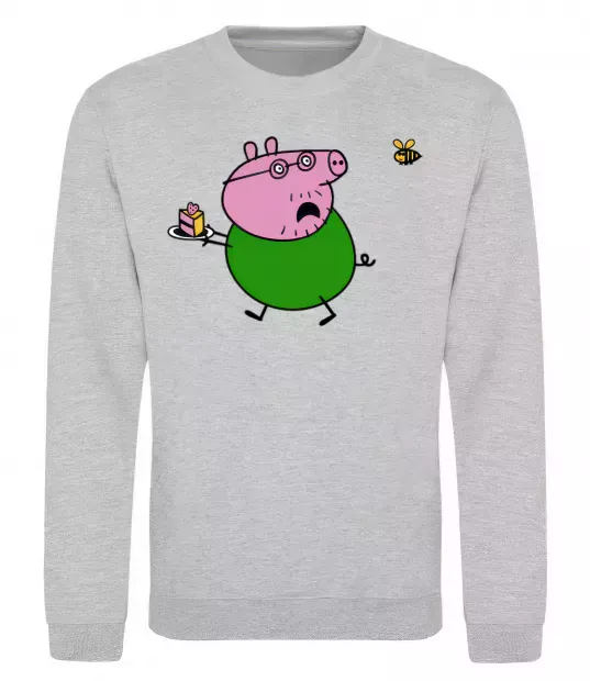 Свитшот Папа Свин і тортик Серый меланж фото