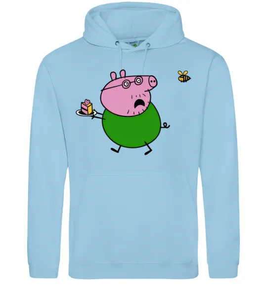 Мужская толстовка (худи) Папа Свин і тортик Голубой фото
