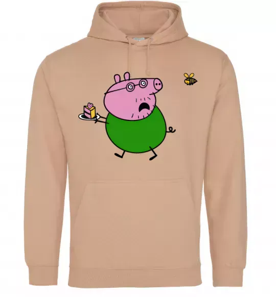 Женская толстовка (худи) Папа Свин і тортик Песочный фото