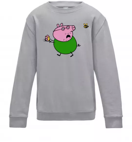 Детский Свитшот Папа Свин і тортик Серый меланж фото
