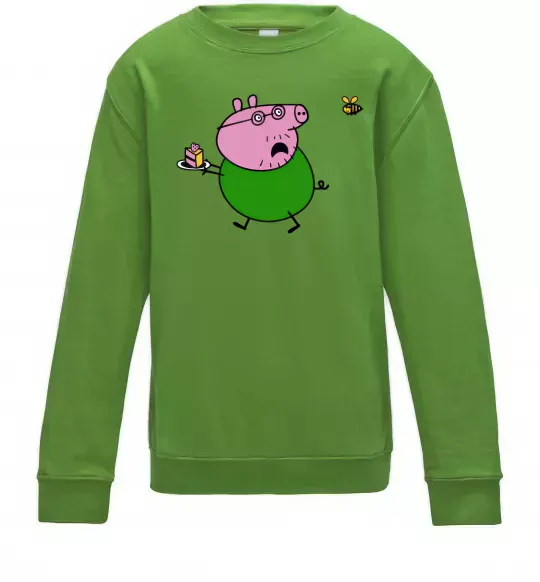 Детский Свитшот Папа Свин і тортик Лаймовый фото