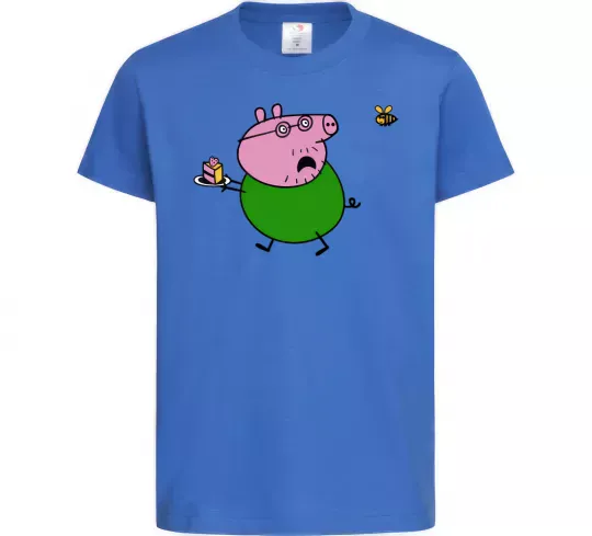 Детская футболка Папа Свин і тортик Ярко-синий фото