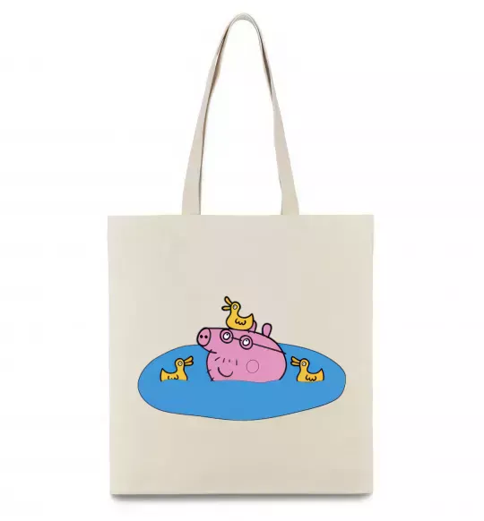 Эко-сумка Папа Свин і качечки Бежевый фото